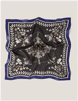 Pure Silk Floral Square Scarf