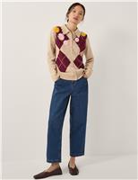 Floral Argyle Collared Cardigan