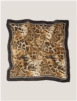 Pure Silk Leopard Print Scarf