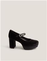 Velvet Platform Mary Jane Shoes