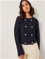 Waffle Knit Button Detail Cardigan