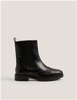 Leather Brogue Chelsea Ankle Boots