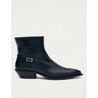 Alohas Lizzie Leather Cuban Heel Ankle Boots Black
