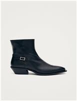 Lizzie Leather Cuban Heel Ankle Boots