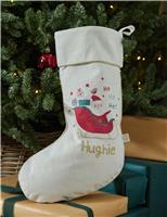 Personalised Santa Sleigh Cream Stocking