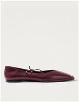 Alohas Sway Leather Bow Square Toe Ballet Pumps Burgundy