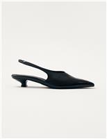 Eros Leather Kitten Heel Slingback Mules