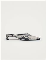 Tessa Leather Snake Print Pointed Mules