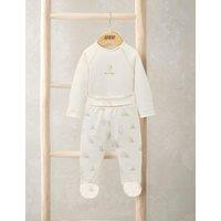 Mamas & Papas 2pc Pure Cotton Bear Print Outfit (0-12 Mths) Cream Mix