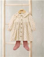 Mamas & Papas 2pc Cotton Rich Floral Dress with Tights (0-12 Mths) Cream Mix