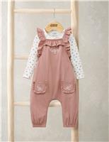Mamas & Papas 2 Pack Cotton Rich Floral Dungaree Outfit (0-12 Mths) Pink Mix