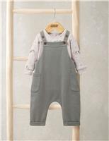 Mamas & Papas 2pc Moose Print Dungarees Outfit (0-3 Yrs) Green Mix