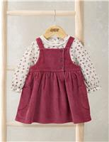 Mamas & Papas 2pc Cotton Rich Floral Dress and Bodysuit Outfit (0-18 Mths) Pink Mix