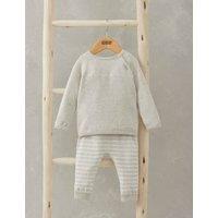 Mamas & Papas 2pc Pure Cotton Slogan Outfit (0-9 Mths) White Mix