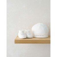 Mamas & Papas Hello World Hat and Booties Set (0-3 Mths) White Mix
