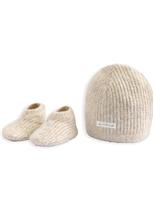 2pc Waffle Knit Hat and Booties Set (0-6 Mths)