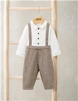Mamas & Papas Pure Cotton Mock Shirt Romper (0-18 Mths) Oatmeal