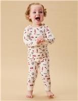 MORI Cotton Blend London Print Pyjamas (3 Mths-6 Yrs) White Mix