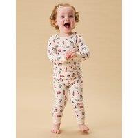 MORI Cotton Blend London Print Pyjamas (3 Mths-6 Yrs) White Mix