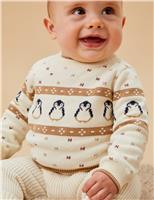 Pure Cotton Christmas Penguin Jumper (0 Mths-4 Yrs)
