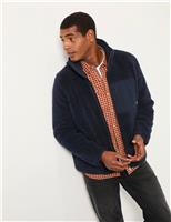 Checked Funnel Neck Zip Up Fleece