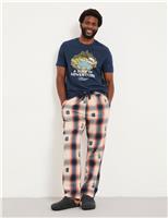 Pure Cotton Checked Coffee Pyjama Bottoms