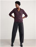 Pure Cotton Floral Collared Top