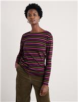 Pure Cotton Striped Round Neck Relaxed Top