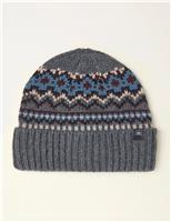 Wool Blend Fair Isle Knitted Beanie Hat
