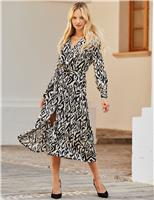 Printed Belted Midi Shirt Dress