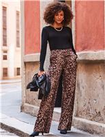 Animal Print Wide Leg Trousers