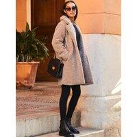 SOSANDAR Borg Longline Coat Taupe