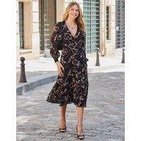 SOSANDAR Printed Midi Wrap Dress Black Mix
