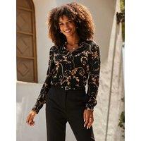 SOSANDAR Baroque Print Collared Shirt Black Mix