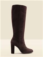 Suede Block Heel Knee High Boots