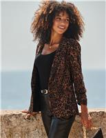 Leopard Print Single Breasted Blazer