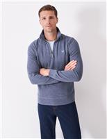 Pure Cotton Ribbed Half Zip Jumper
