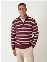Pure Cotton Rope Cable Half Zip Jumper