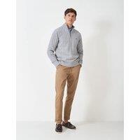 Crew Clothing Pure Cotton Cable Knit Half Zip Jumper Medium Grey