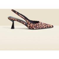 SOSANDAR Leopard Print Kitten Heel Slingback Shoes Brown Mix