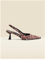 Leopard Print Kitten Heel Slingback Shoes
