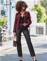 SOSANDAR Boucle Textured Collarless Jacket Burgundy