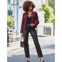 SOSANDAR Boucle Textured Collarless Jacket Burgundy