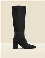Suede Block Heel Knee High Boots