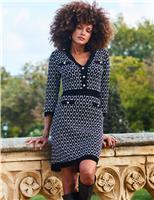 Geometric V-Neck Mini Shift Dress