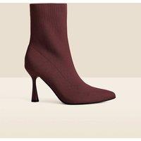 SOSANDAR Stiletto Heel Pointed Sock Boots Burgundy