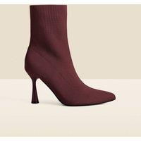 SOSANDAR Stiletto Heel Pointed Sock Boots Burgundy