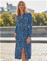 Jersey Geometric Midi Shirt Dress