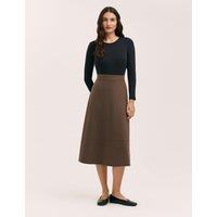 Finery London Jersey Midi A-Line Skirt Brown