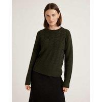 Finery London Pure Cotton Textured Crew Neck Jumper Green